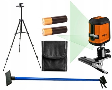 NEO LASER KRZYŻOWY POZIOMICA LASEROWA 15m ZIELONY 75-106 ETUI+STATYW+TYCZKA