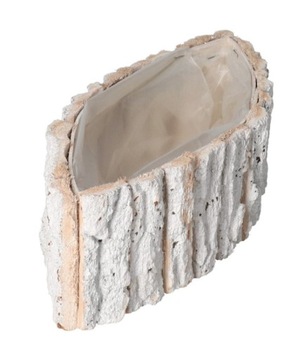 ЦВЕТОЧНЫЙ ГОРШОК, ДЕРЕВЯННАЯ КРЫШКА, БЕЛАЯ КОРА, КОРЫШОК.