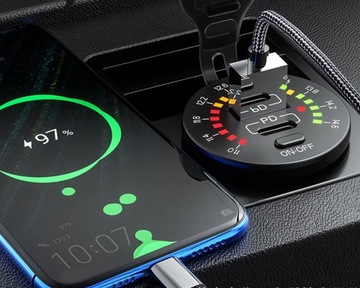 АВТОМОБИЛЬНЫЙ ВОЛЬТМЕТР USB ЗАРЯДНОЕ УСТРОЙСТВО QUICK CHARGE 3.0 USB USB-C 5V 3A