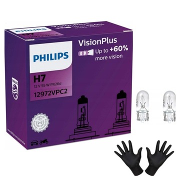 PHILIPS H7 VISIONPLUS +60% 12V 55W 2 шт + бесплатные