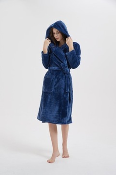 БАННЫЙ ХАЛАТ С КАПЮШОНОМ, НА ЗАВЯЗКЕ, МЯГКАЯ ТЕПЛАЯ РОЗОВАЯ, L/XL