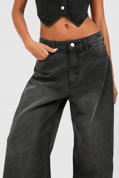 Boohoo nsb nogawki jeansowe szerokie spodnie stan wysoki L NG2
