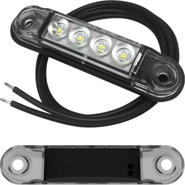 LAMPA OBRYSOWA PRZEDNIA BIAŁA Z KABLEM 12/24V OBRYSÓWKA TYPU SLIM
