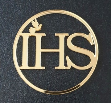 Топпер для торта золотой ДЕКОР для причастия IHS золотое зеркало для причастия 8см