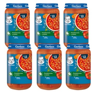 Obiadek Gerber Zupka pomidorowa z ryżem po 12. miesiącu 250 g x 6