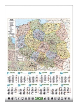 Mapa Polski kalendarz ścienny B1 2025 Polska
