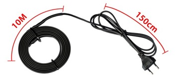 НАГРЕВАТЕЛЬНЫЙ КАБЕЛЬ саморегулирующийся нагревательный кабель с ВИЛКОЙ | 230В | 200 Вт | 10М