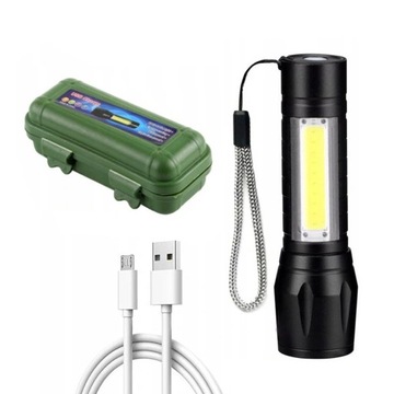 MAŁA LATARKA TAKTYCZNA KIESZONKOWA USB LED XPE COB