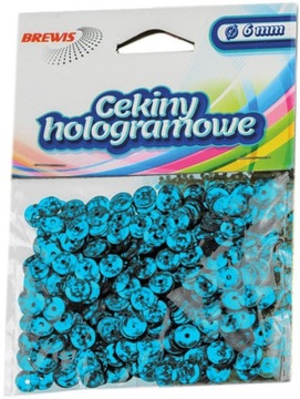 CEKINY HOLOGRAMOWE ozdobne kreatywne 6mm TURKUS