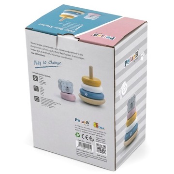 VIGA PIRAMIDKA DREWNIANA WIEŻA SORTER POLARB UKŁADANKA SENSORYCZNA MIŚ