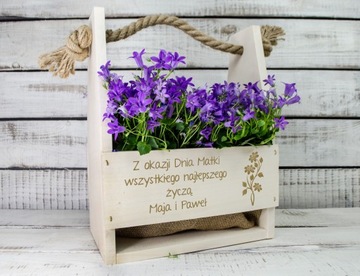 ЦВЕТОЧНАЯ КОРОБКА ЦВЕТОЧНЫЙ ГОРШОК С ГРАВИРОВКОЙ ПОДАРОК ​​НА ДЕНЬ МАТЕРИ ГРАВИРОВКА ДЛЯ МАТЕРИ