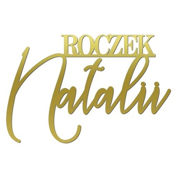 Dekor na bok tortu ROCZEK imię napis topper ZŁOTY