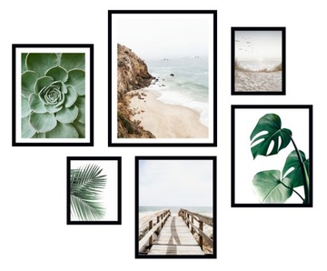 6x OBRAZ RAMIE PLAKATY RAMKA BOHO MONSTERA NATURA