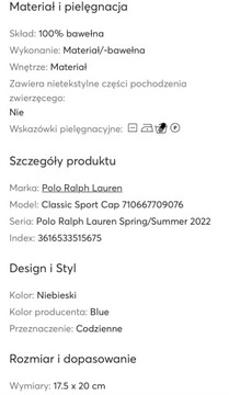 Czapka z daszkiem Polo Ralph Lauren