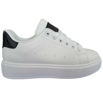 Туфли женские кожаные, кроссовки спортивные на платформе, белые, черные, размер 40