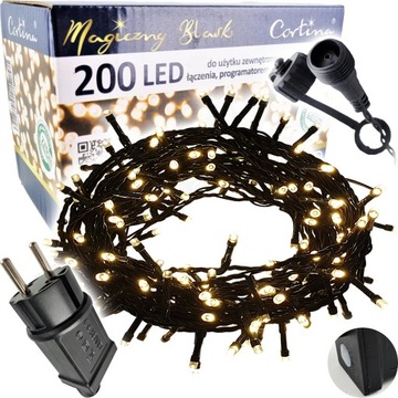 LAMPKI CHOINKOWE 200LED TIMER lampek zewnętrzne CHOINKĘ CHOINKA CIEPŁA BIEL