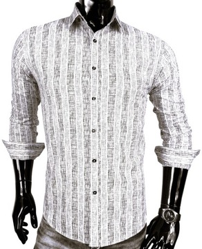 Koszula męska we wzory slim szara EN315 r. XL
