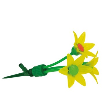 Разбрызгиватель садовый с 3 цветами и фонтаном.