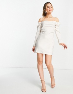 Forever New Kremowa satynowa sukienka mini XL