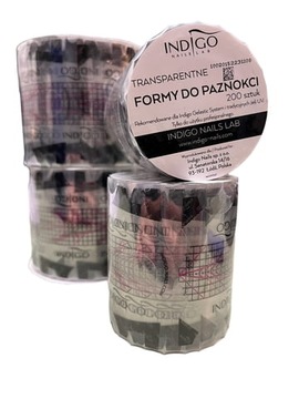 Szablony / formy do przedłużania paznokci TRANSPARENTNE 200 sztuk INDIGO