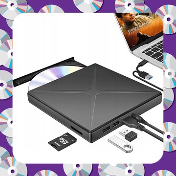 Внешний дисковод CD-R/DVD-ROM/RW Устройство записи USB-C 3.0 ПРОИГРЫВАТЕЛЬ Устройство чтения SD-карт