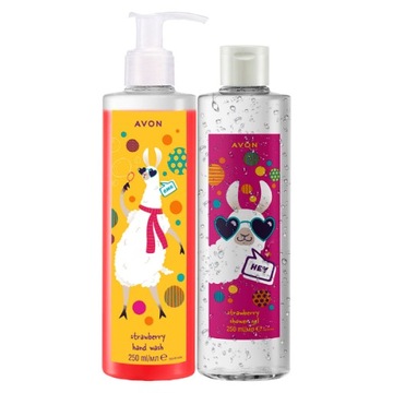 AVON ZABAWNA LAMA ZESTAW 2 KOSMETYKÓW TRUSKAWKA ŻEL + MYDŁO