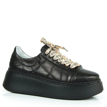 SIMEN 5894A ADIDASY SNEAKERSY SKÓRA LICO CZARNE 39