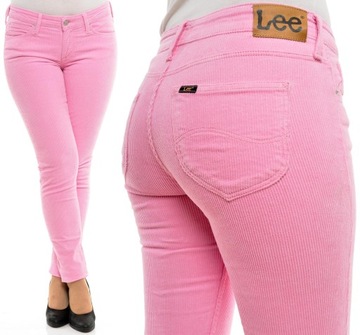 LEE spodnie SZTRUKS pink skinny SCARLETT W28 L33