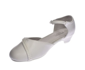 Белые балетки на высоком каблуке для причастия, размер 41/24. 38