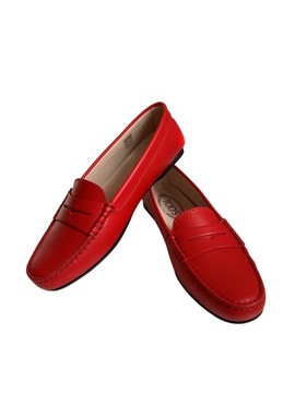 TOD'S mokasyny czerwone skórzane r. 38,5