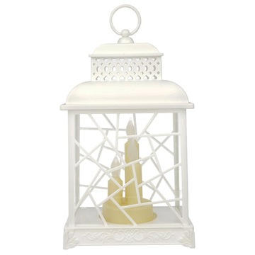 LAMPION DEKORACYJNY LATARNIA LED WITRAŻ BIAŁY