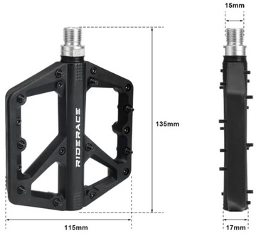 ВЕЛОСИПЕДНЫЕ ПЕДАЛИ MTB/BMX НЕЙЛОНОВАЯ ПЛАТФОРМА, ЧЕРНЫЕ