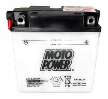 MotoPower 6V 11Ah/130A 6N11A-3A