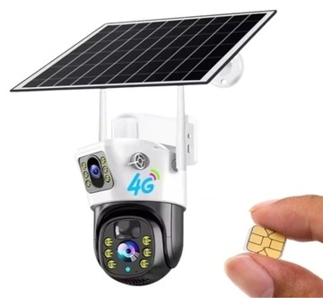 ZEWNĘTRZNA KAMERA SOLAR 4K DWA OBIEKTYWY 4G KARTA SIM 8MP APLIKACJA