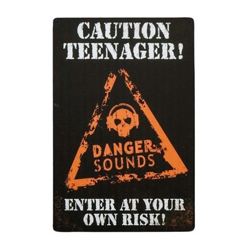 Plakat Tabliczka ozdobna metalowa retro DANGER SOUNDS
