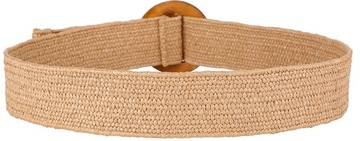 РЕМЕНЬ ИЗ СОЛОМЫ В БОХО, ЭЛАСТИЧНАЯ БЕЖЕВАЯ ПРЯЖКА