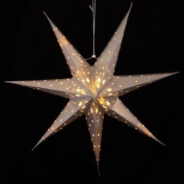 БУМАЖНАЯ ЗВЕЗДА РОЖДЕСТВЕНСКОЕ УКРАШЕНИЕ ОКНА, ПОДВЕСНОЕ, СВЕТЯЩЕЕ, СЕРЕБРО 60 СМ