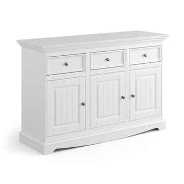 BIAŁA KOMODA Z SZUFLADAMI DO SALONU DREWNIANA SOSNOWA BELLUNO ELEGANTE