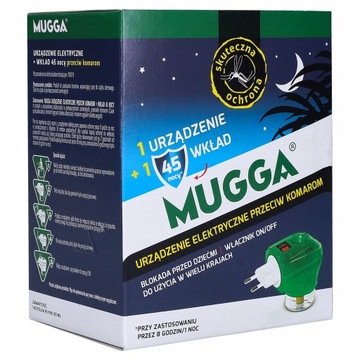 Elektrofumigator Mugga z wkładem 35 ml na komary do gniazdka noc środek