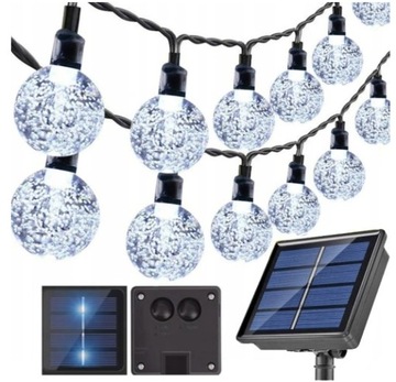 LAMPKI OGRODOWE 50 LED 9,5M SOLERNE GIRLANDA ŚWIETLNA BIAŁY ZIMNE ŻARÓWKI