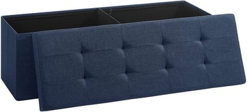 Pufa ławka do przechowywania tapicerowana ciemnoniebieska 110 cm