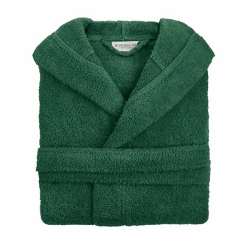 DAMSKI SZLAFROK BAWEŁNIANY Z KAPTUREM ZIELONY XS