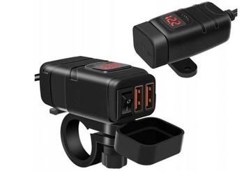ЗАРЯДНОЕ УСТРОЙСТВО ДЛЯ МОТОЦИКЛА 2x USB QC3.0 БЫСТРАЯ ЗАРЯДКА