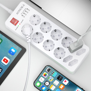 LISTWA ZASILAJĄCA 12 WEJŚĆ 4USB 4000W BIAŁA