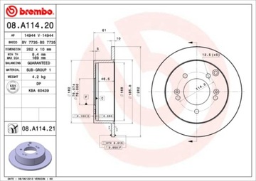 BREMBO 08.A114.21 ДИСК ГАЛЬМІВНА 