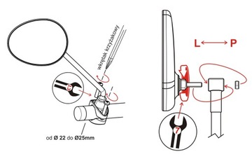 Зеркало для велосипеда AJS Mini, короткое 17 см, ПОЛЬСКОЕ