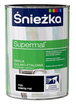 ŚNIEŻKA FARBA EMALIA OLEJNA CZARNY F105 MAT 0,8L