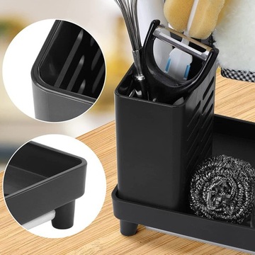 КУХОННЫЙ ОРГАНАЙЗЕР ДЛЯ МОЙКИ, ЧЕРНАЯ ПОЛКА ДЛЯ МОЙКИ, ДЛЯ ГУБКИ 25СМ