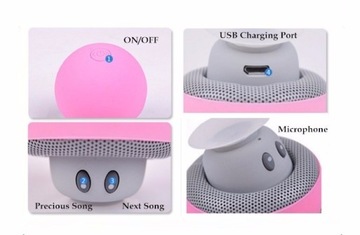 BT648 Różowy grzyb Design Mini głośnik Bluetooth i lampa LED