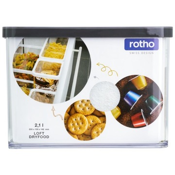 КОНТЕЙНЕР ДЛЯ ПИЩЕВЫХ ТОВАРОВ ROTHO ОРГАНИЗАТОР ДЛЯ СЫПНЫХ ГРУЗОВ 2,1 Л ГРАФИТ LOFT
